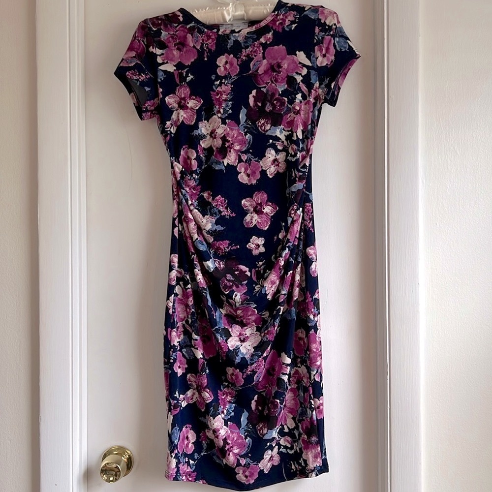 Women’s Maternity Bodycon Floral Short Sleeve Dress Small